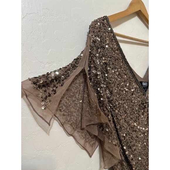 Y2K Adrianna Papell Womans Silk Beaded Top Size 3X Sequin Evening Event Fairy - Picture 13 of 15